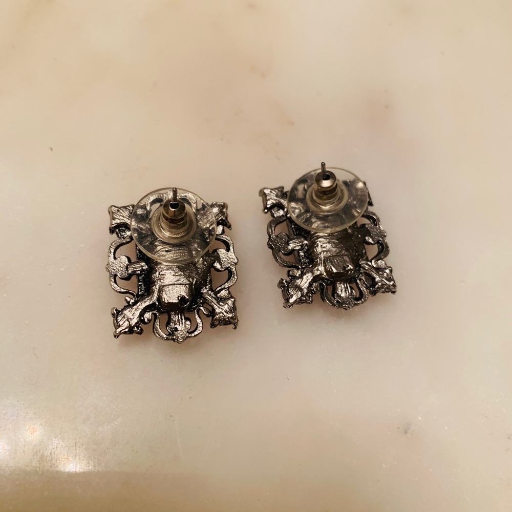 Antique Silver Ruby Earrings - image 2